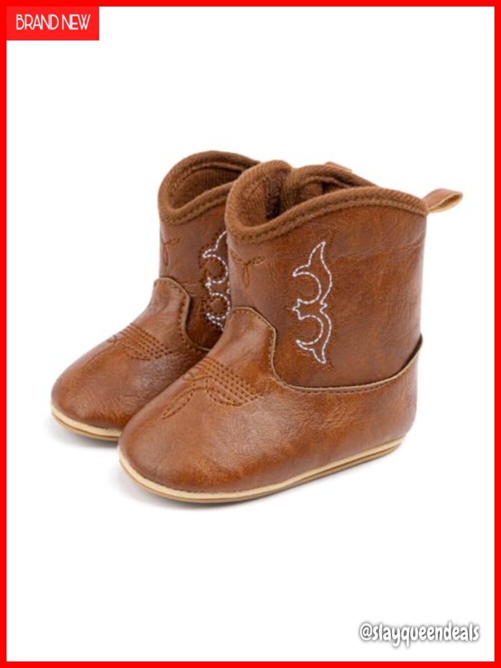 Baby Western Cowboy Boots Faux Leather Soft Sole Non-Slip First Walker